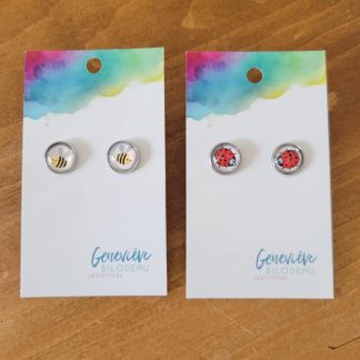Boucles d'oreilles cabochon de verre 10mm
