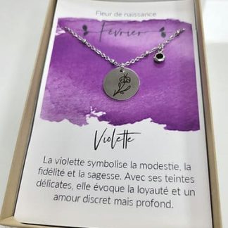 Collier fleur et pierre de naissance