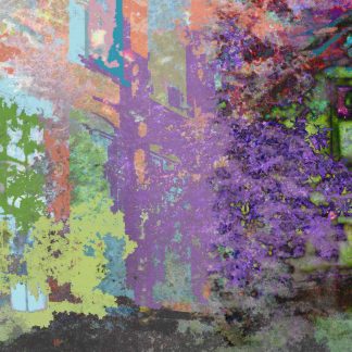 Vert pomme, orange abricot et arbres en fleurs